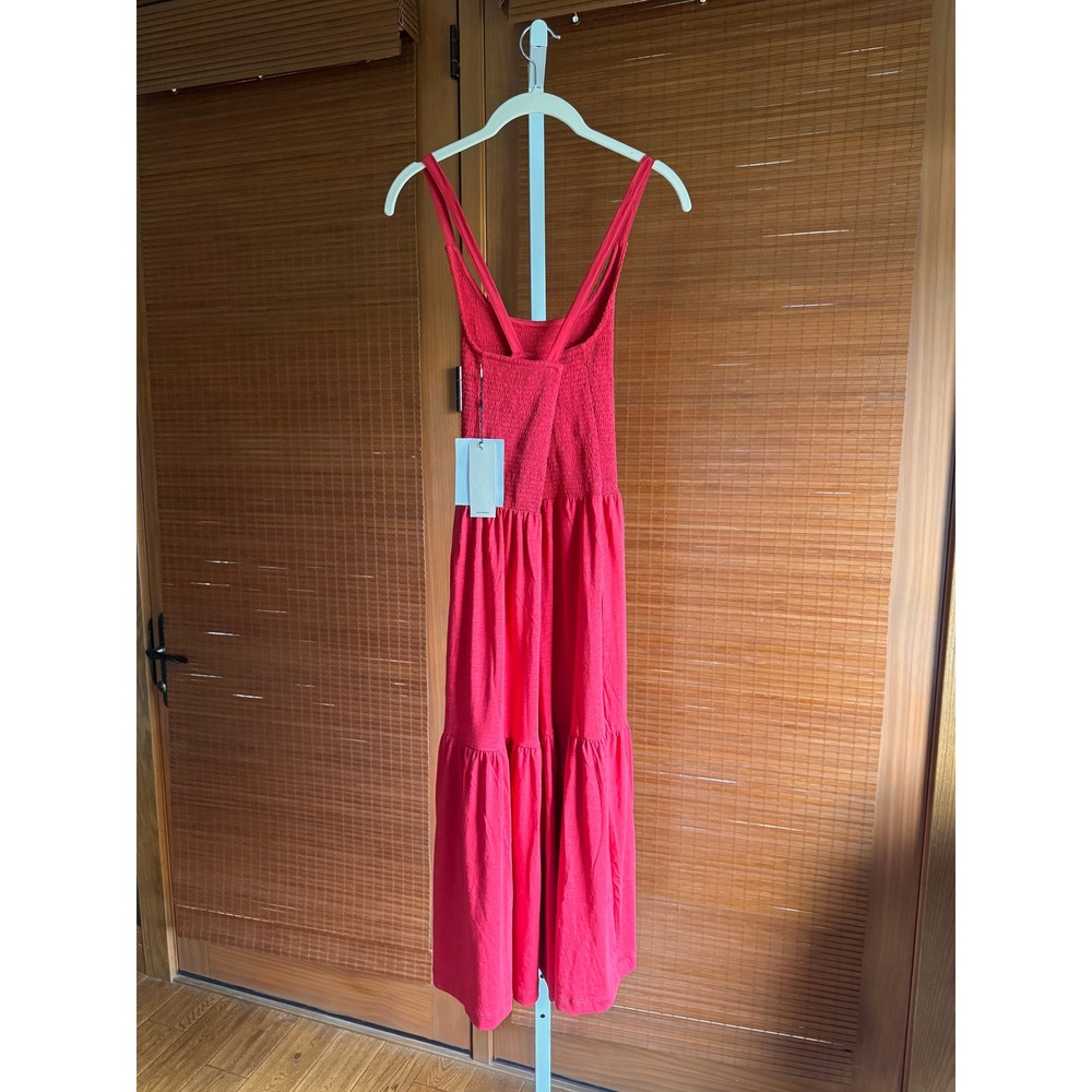 Nation LTD Los Angeles Penelope Smocked Midi Heartbeat Red - Picture 7 of 12